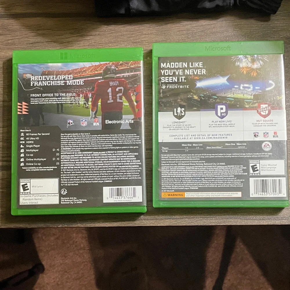 Madden NFL 22 and Madden NFL 18 for Xbox One - Green Cases